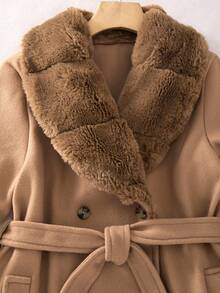 Tween Girl Long Sleeve Fleece Fall Clothes Fall Vintage Versatile Button Fur Trim Collar Overcoat, Holiday Outfits - Brown - View 6
