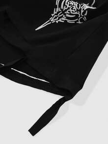 ROMWE MEN Street Life Men's Dark Hip-Hop Print Colorblock Crew Neck Distressed Tank Top - Black - View 3