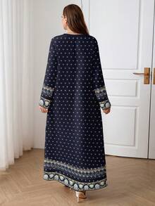Al Najma Casual Minimalist Plus Size Arabian Dress - Multicolor - View 2