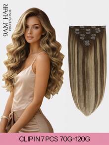 Clip In Hair Extensions Real Human Hair, Remy Human Hair Extensions Clip Ins For Women, Natural Human Hair, 70-120g 7Pcs - S4/27/4 - View 1