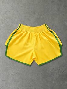 ROMWE MEN Street Life World Cup Men's Brazil Color Boxer Shorts - Yellow - View 2