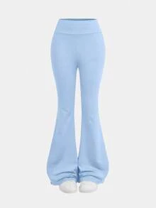 SHEIN Girlism 青少年女孩 2 件套立領拉鍊純色長版休閒運動時尚套裝 - 藍色 - 查看 10