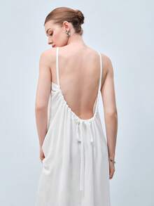 Softvol 2026 Backless Women's Dress Beach Sexy Nightgown Dress Women's White Dress Women's Summer Clothing Women's Wear Summer Casual Spaghetti Strap Dress Women's Homewear Elegant Women's Dress Sun Dress Spaghetti Strap Dress Pleated Skirt Women's Pajamas Y2K Dresses For Women - White - View 3