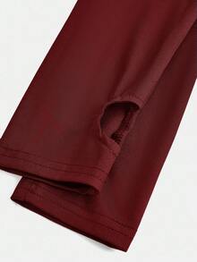 SHEIN Girlism NovaGlow 青少年女孩運動休閒日常針織素色開襟外套與喇叭褲套裝 - 紅色 - 查看 4