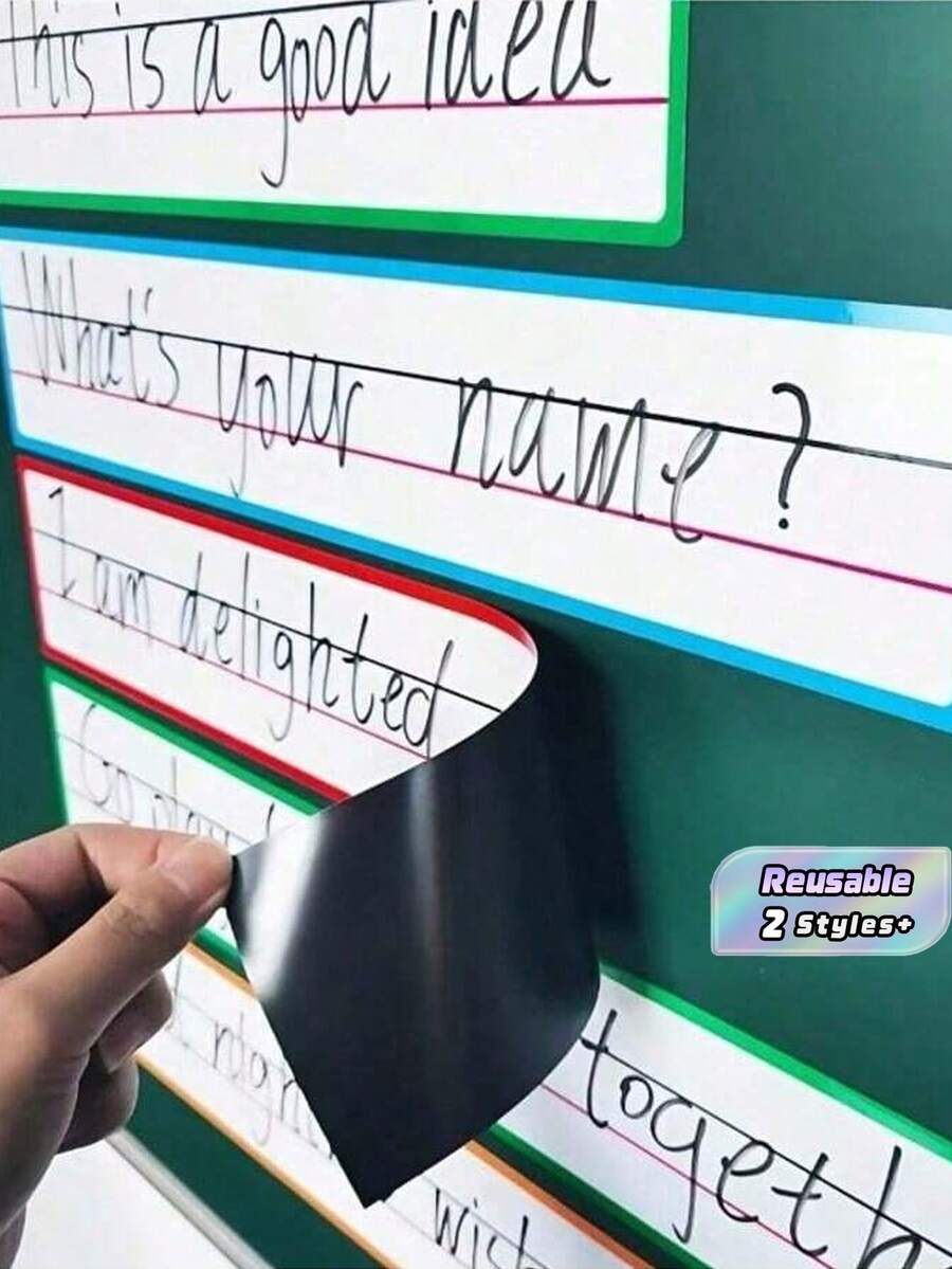 1 Buah/4 Buah Stiker Papan Tulis Magnetik 4 Baris 3 Kotak, Stiker Papan Tulis Bahasa Inggris yang Dapat Digunakan Kembali dan Dihapus, Alat Belajar di Kelas untuk Guru, Bagian Bawah Magnet yang Kuat, Desain Menarik, Magnet Kulkas, Pengajaran Bahasa yang Penuh Warna