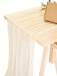 Polyester Cream Foldable Table Runner – Holiday Wedding Birthday Party Decor, Home Dining Table Cover, Versatile For Photo Frame Display, Banquet Kitchen Events - Beige - View 8