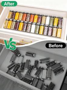 4Pcs Spice Drawer Organizer, Clear Plastic Tilted Design Multi-Size For Cabinet Counter, Modern Kitchen Storage Rack Bins - Multicolor - View 8