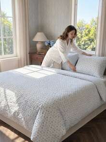 Cirelle 2/3pcs Light Blue Heart Duvet Cover Set, Soft Polyester Bubble Bedding Set With Duvet Cover & 1/2 Shams (No Insert) - Multicolor - View 3