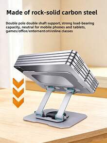 1pc Full Metal 360 Degree Rotatable Tablet Stand Adjustable Anti Slip Universal Holder For Ipad Smartphone Lazy Use Office Desk Travel Portable Phone Support Fashion Electronic Accessory - Multicolor - View 3