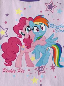 My Little Pony X SHEIN 少女字母卡通印花休閒日常短袖T恤 - 白色 - 查看 4
