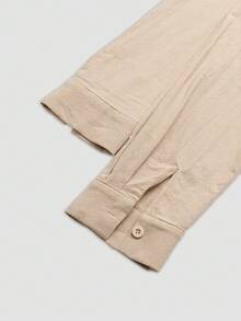 LUMIGAL Women's Khaki Loose Collar Shirt And Wide Leg Pants 2 Pieces Set - Khaki - View 5