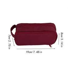 Minimalist Solid Color Double Zipper Large Capacity Storage Bag For Student Stationery And Miscellaneous Items Organizer - Multicolor - View 3