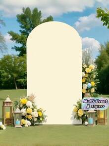 1PC Double Sided Elastic Stretch Fabric Arch Backdrop Cover Beige Color For Wedding Birthday Party Bridal Shower Anniversary Event Decoration Background Drape Arch Stand Decor Stretch Fabric - Beige - View 1