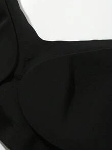 DAZY Solid Color Seamless Wavy Edge Adjustable Strap Padded Push-Up Bra For Women - Black - View 6