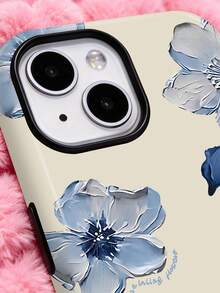 ShellaStory Ölgemälde Blaues Blumenmuster Handyhülle, doppelt dicke stoßfeste Schutzhülle, kompatibel mit iPhone 11, 12, 13, 14, 15, 16, 17 Pro Max, A16, A17, A15, A14, A55, A56, A35, A36, S22, 23, S24, S25 - Verschiedenfarbig - Übersicht 3