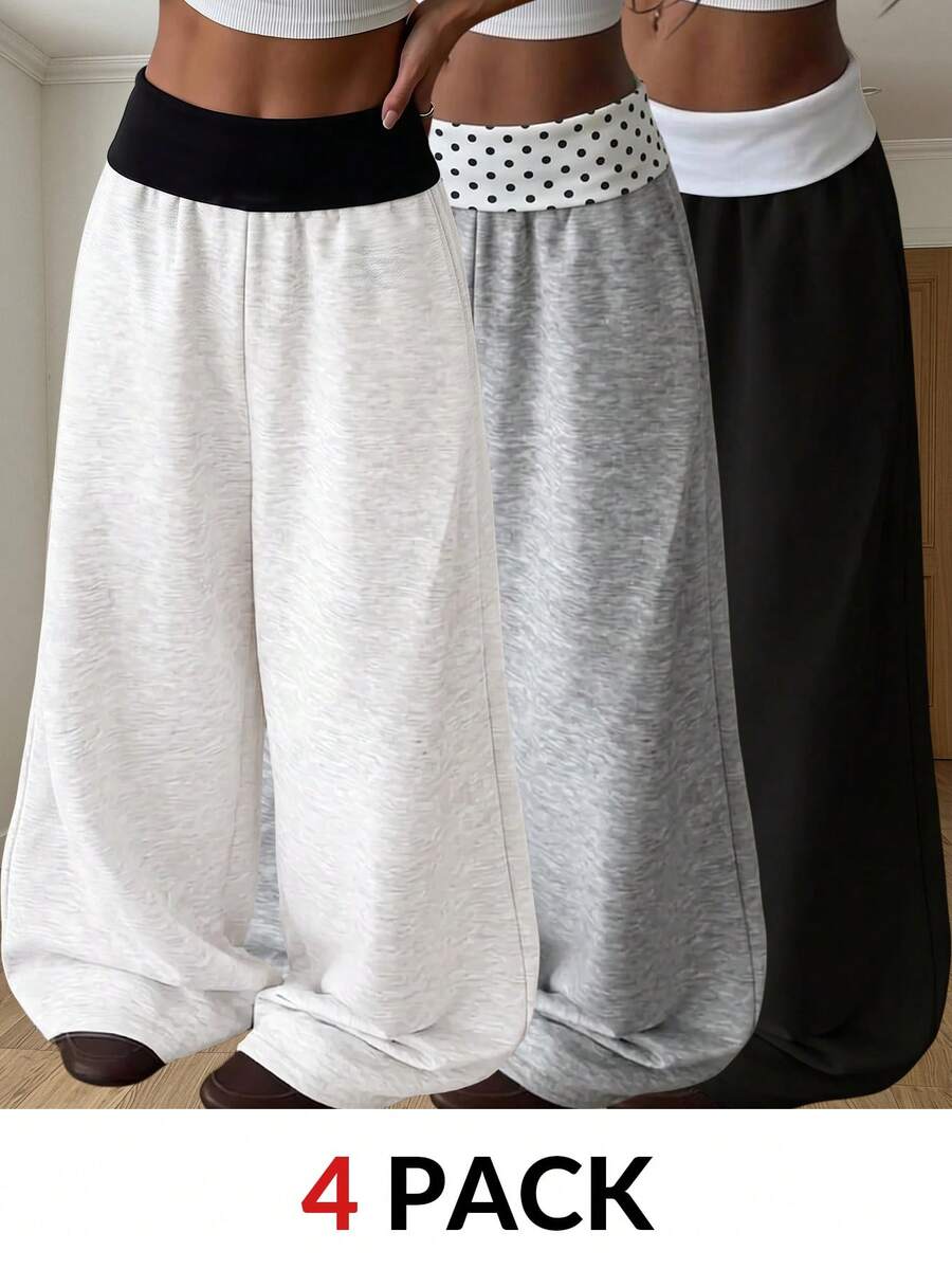 SHEIN Teen Girl Colorblock Casual Daily Wear Sweatpants - Multicolor - View 1