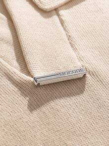 HIMLAND Men's Casual Versatile Solid Color Short Sleeve Knit Top - Apricot - View 5