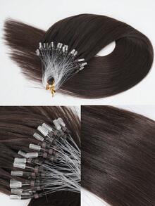 50g 50 Strands Micro Link Tip Hair Extensions 100% Real Human Hair, 16-24 Inch , Invisible Remy Cold Fusion Micro Link Tip Hair Extensions, #2 Dark Brown ,Long Straight Texture, Cold Fusion Installation, Buildable Fullness, Cosplay, Special Events - S2 - View 5