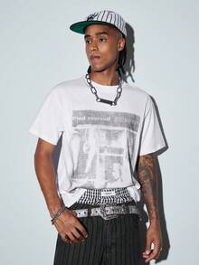 Modcrash Men's Vintage Street Style White T-Shirt With Retro Photo Graphic Print - White - View 2