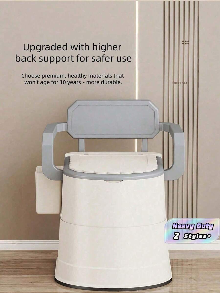 1PC Heavy Duty Plastic Bedside Commode With Non Slip Base Armrests Raised Seat Double Seal Odor Proof Compact Lightweight Sturdy Leg Frame For Elderly Mobility Aid Home Care Recovery Gift - Multicolor - View 1