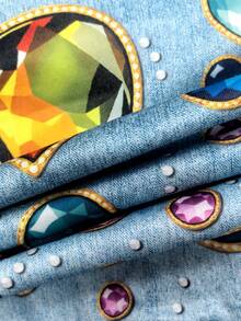 Resyla Sweatshirt Wanita Warna Biru Muda dengan Hiasan Rhinestone untuk Pakaian Kasual Sehari-hari, Cocok untuk Acara Malam di Musim Gugur - MultiWarna - View 4