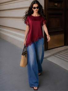 Women Down Coats - Burgundy - View 4