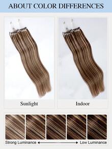 50g 50 mechones de extensiones de cabello con punta de micro enlace, 100% cabello humano real, 16-24 pulgadas, extensiones de cabello con punta de micro enlace invisible Remy de fusión en frío, color resaltado #4P27, textura larga y recta, instalación de fusión en frío, volumen construible, cosplay, - S4/27 - Ver 12