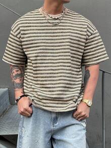 DAZY Men's Colorful Striped Crew Neck Short Sleeve T-Shirt, Summer - Multicolor - View 3