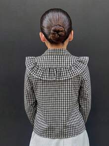 Hapijoa 大童女孩秋季服飾 大尺碼翻領長袖襯衫 - 黑與白 - 查看 2