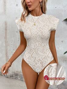 SHEIN LUNE بادي كاجوال للنساء مطبوع بالدانتيل، مناسب للربيع والصيف - متعدد الألوان - مشاهدة 2