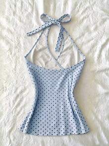 IslaSuriya Tank Top Wanita Model Halter Neck dengan Tali di Belakang dan Motif Digital - MultiWarna - View 2
