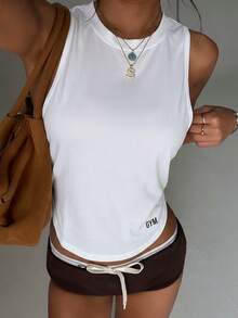 Dewbera Dewbera Cut Out Back Batwing Sleeve Sports Tee Gym Topworkout Tank Top - White - View 1