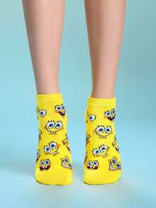 SpongeBob SquarePants | SHEIN 2 Pairs, Comfortable And Cute Cartoon Pattern Socks - color - View 4