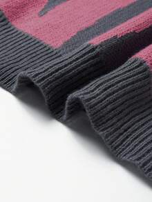 Manfinity CasualKnits 男士休閒度假用復古拼接配色圓領長袖針織衫 - 珊瑚粉 - 查看 5