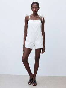 Maija Women's Denim Overalls And Jumpsuit Casual Fitted Suspender Short Romper Blue Fall - White - View 7