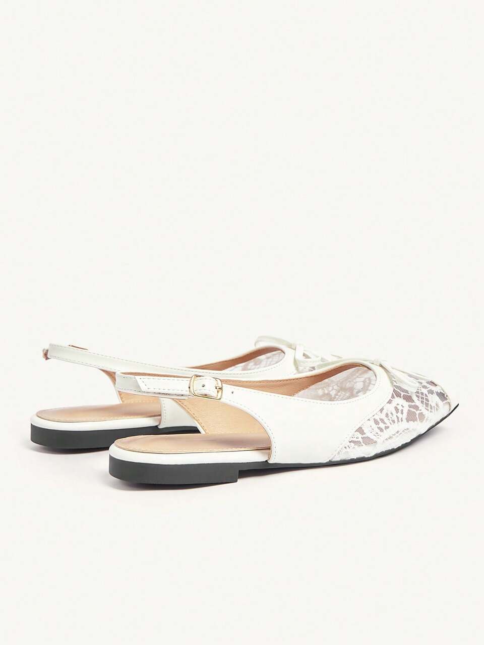 CUCCOO CHICEST Ladies Spring And Summer New White Lace Bag Shoes Bow Elegant Breathable Temperament Flat Shoes