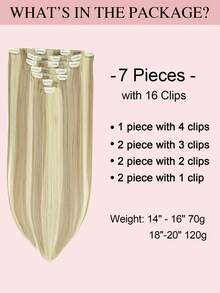 Clip In Hair Extensions Real Human Hair, Remy Human Hair Extensions Clip Ins For Women, Natural Human Hair, 70-120g 7Pcs - S18/613 - View 4