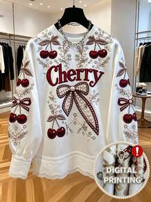 Resyla Women's Letter Print Casual Daily Long Sleeve Top - White - View 1