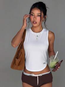 Dewbera Dewbera Cut Out Back Batwing Sleeve Sports Tee Gym Topworkout Tank Top - White - View 2