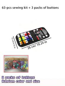 Kit de costura portátil para el hogar, kit de herramientas de costura multifuncional con botones surtidos para combinar, ideal para entusiastas del DIY - Multicolor - Ver 4