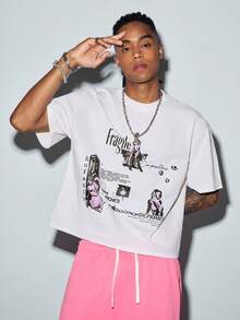 Men's Summer Short Sleeve Letter & Hollow Print Round Neck Loose T-Shirt - White - View 6