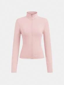 SHEIN Girlism Teen Girls 2pcs Set Zipper Solid Color Long Sleeve Top And Long Pants,Casual Sports Fashion Suit - Dusty Pink - View 11