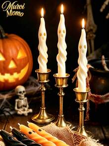 Muroi Mono 10/2/1 pièce, Bougie parfumée longue en forme de fantôme pour Halloween, Décoration d'ambiance amusante et créative, Bougie en cire de soja faite à la main en forme de momie blanche, Idéale pour les fêtes d'Halloween, la décoration de la maison & les cadeaux de fête - Bougie fantôme - Voir 4
