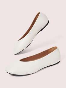CUCCOO DOLLMOD Women's Shoes, Beige, Comfortable Texture, Simple Round Toe Flat Ballet Shoes, Suitable For Daily Travel, Commute And Leisure Fall Shoes - Beige - View 3