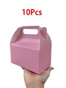 10PCS Portable Gift Boxes, Wedding Cake Boxes, Birthday Baby Shower Party Favor Boxes, Creative Candy Chocolate Paper Boxes - pink - View 13