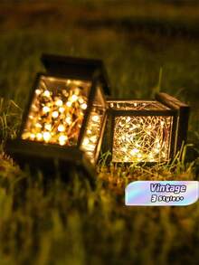 1 Solar Light, Outdoor Garden Decoration, Star Light And Candle Light For Hanging Or Table, Outdoor Solar Light, Patio, Garden, - Yellow - View 1