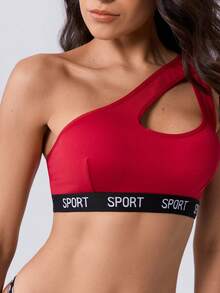 Loungeista Women's Sexy Hollow One Shoulder Bra - Red - View 6