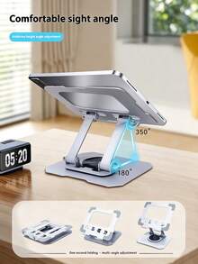 1pc Full Metal 360 Degree Rotatable Tablet Stand Adjustable Anti Slip Universal Holder For Ipad Smartphone Lazy Use Office Desk Travel Portable Phone Support Fashion Electronic Accessory - Multicolor - View 4