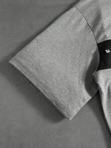 ROMWE MEN Street Life Men's Casual Cross Studs Decor Short Sleeve T-Shirt - Grey - View 4