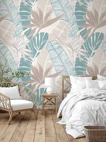 3 PCS Waterproof Anti Mold Oil Proof Easy Clean Scratch Fade Stain Resistant Thickened Self Adhesive Tropical Banana Leaf Botanical Wallpaper Sticker For Living Room Bedroom Kitchen Home Decor Removable Peel Stick Durable - multicolor - View 6